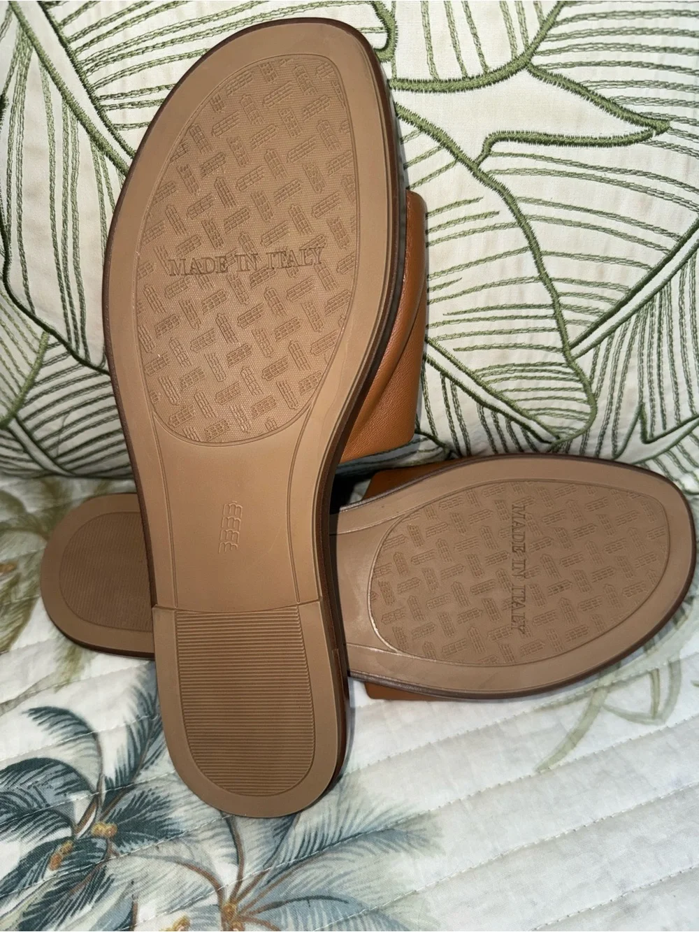 Italian Shoemakers Cognac Brown Leather Slide Mules NWOB